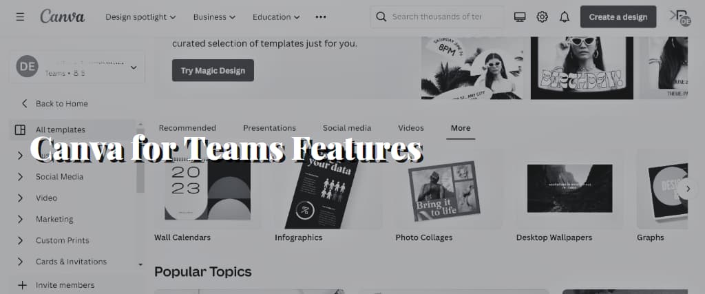 Canva for Teams Features